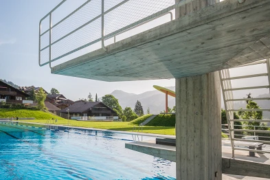 Sprungturm Schwimmbad Gruebi; Akkurat Bauatelier AG, Bild: David Bühler