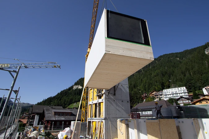 Modulholzbau; Fortimo AG, Bild: Künzi + Knutti AG