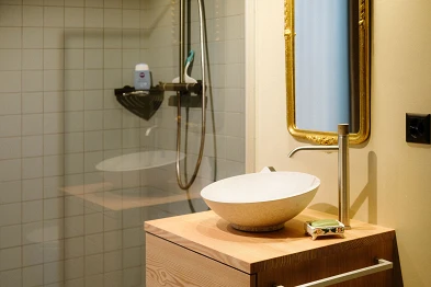 Badezimmer mit Dusche; Bild: Anja Zurbrügg Photography