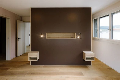 Schlafzimmer; Künzi + Knutti AG, Bild: Anja Zurbrügg Photography